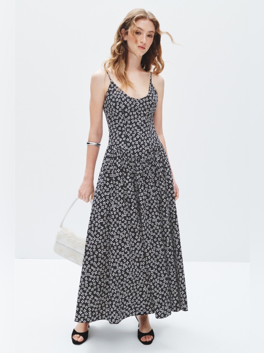 Staud Dena Sundress in Black Woodblock Floral BNWT